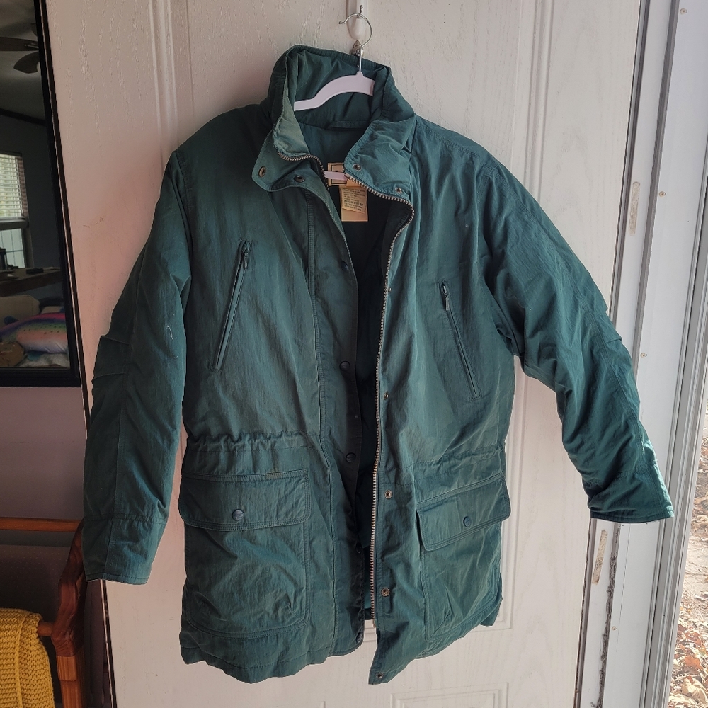 Vintage LL Bean goose down parka, green, women's medium